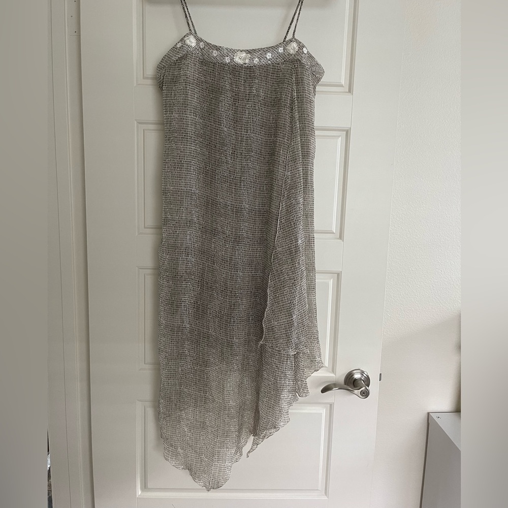 Letarte Coconut Embroidered Crinkle Dress